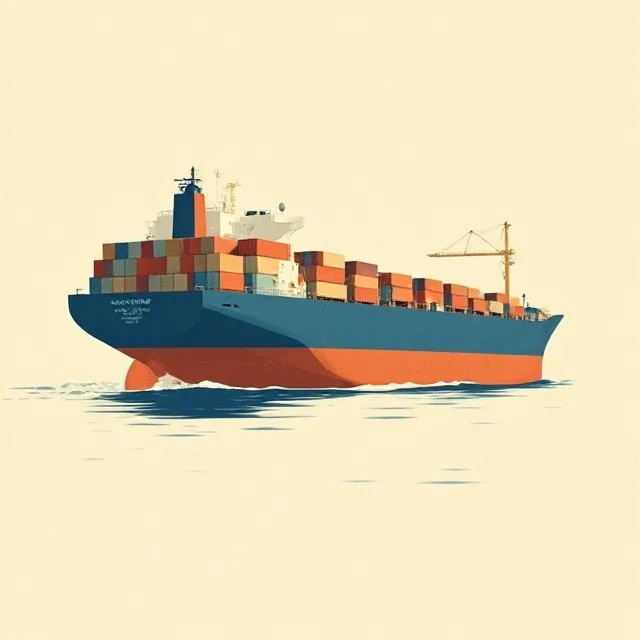 Picture of large ship at sea with shipping containers - optimized for small screen